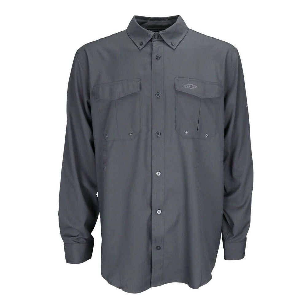 Aftco Mens Rangle Vented Long‎ Sleeve Shirt Charcoal Size Small Fishing Outdoor